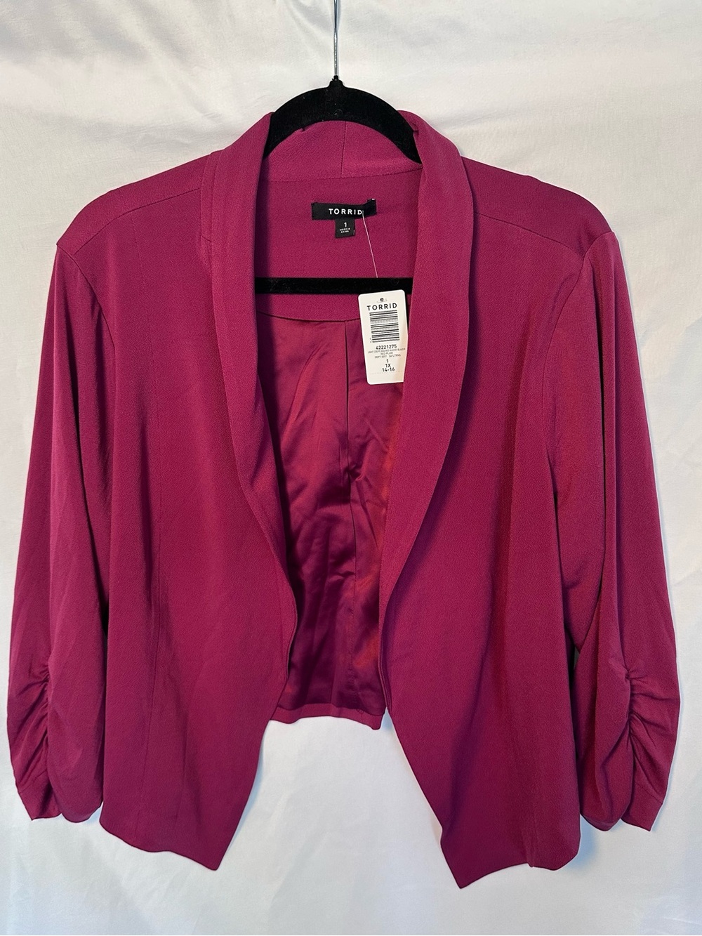 Torrid Raspberry Knit Crepe Drape Blazer Size 1